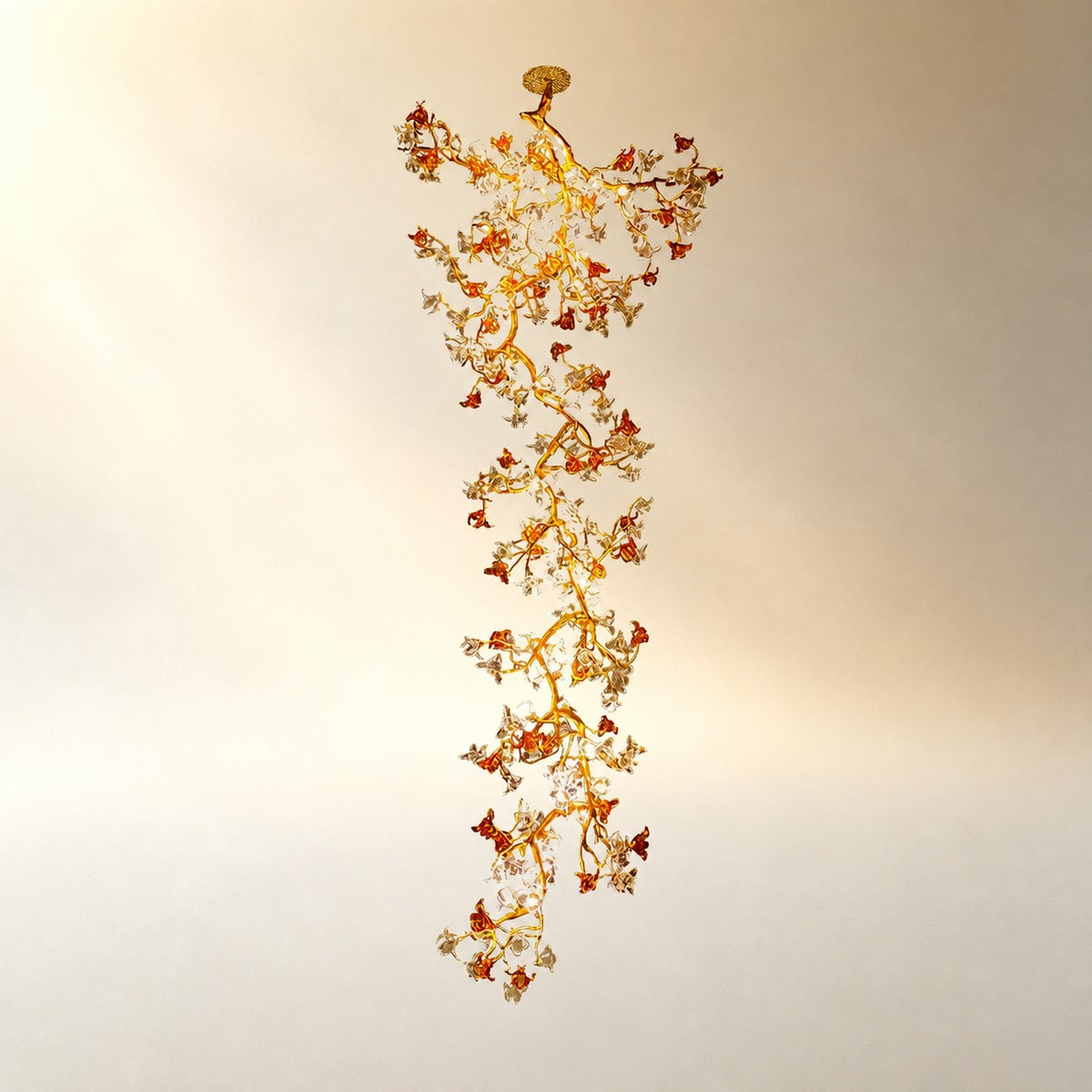 Brass Maple Branch Chandelier