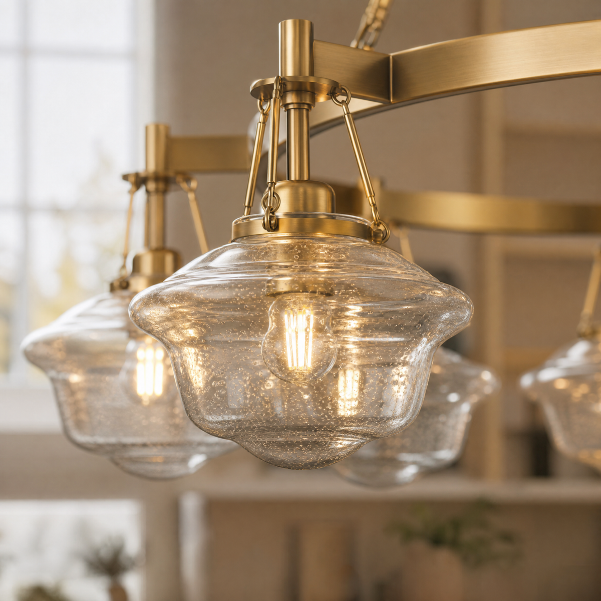 Bubble Glass 8-Light Round Pendant D1000