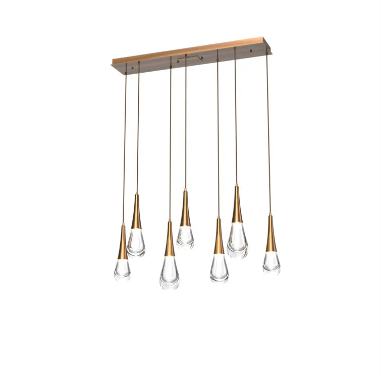 Pluvia 7-Light Linear Chandelier Pendant For Living room Family room Dining Room Bedroom