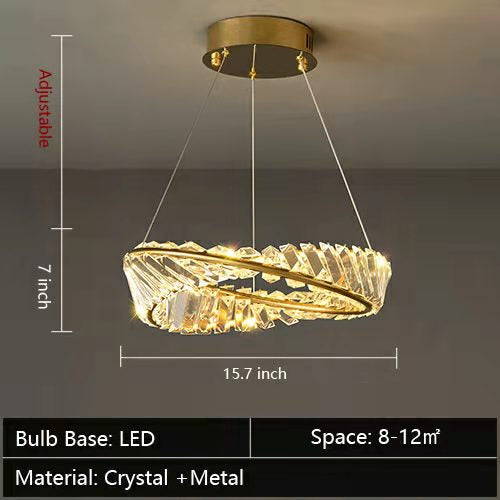 1/2/3-Ring Crystal Chandelier for Luxury Living/ Dining Room/Bedroom