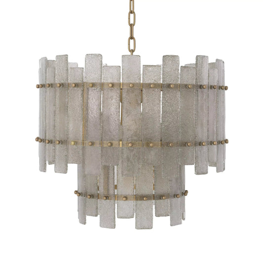 Flake Modern Brass Chandelier - (Antique Brass Finish | Hand Blown Glass)