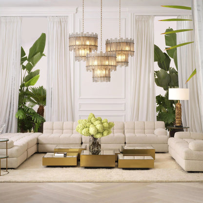 Flake Modern Brass Chandelier - Antique Brass Finish
