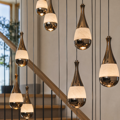 Caeen Spiral Alabaster Pendant Chandelier