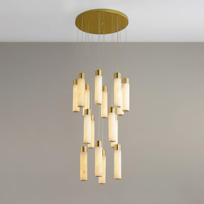 Celestial Alabaster Cascade Gold Chandelier with Integrated LED