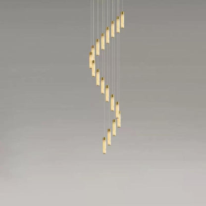 Celestial Alabaster Cascade Gold Chandelier with Integrated LED