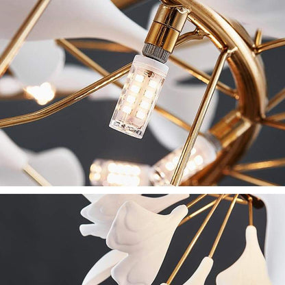 Denise Ceramic Ginkgo Round Copper Chandelier