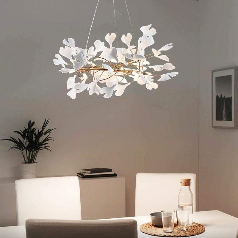 Denise Ceramic Ginkgo Round Copper Chandelier
