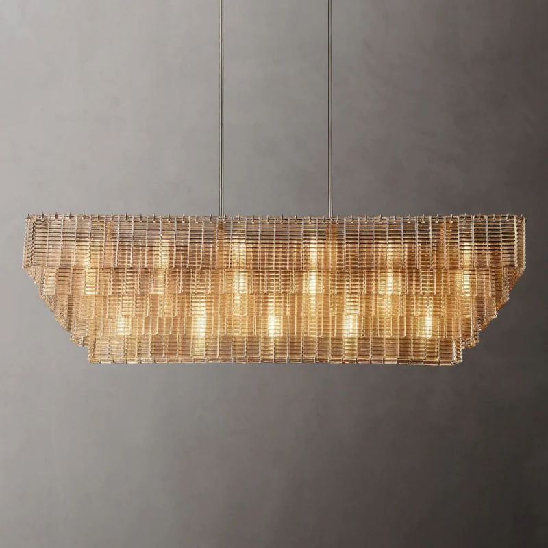 Cuailhfer Clear Rectangle Chandelier 77"