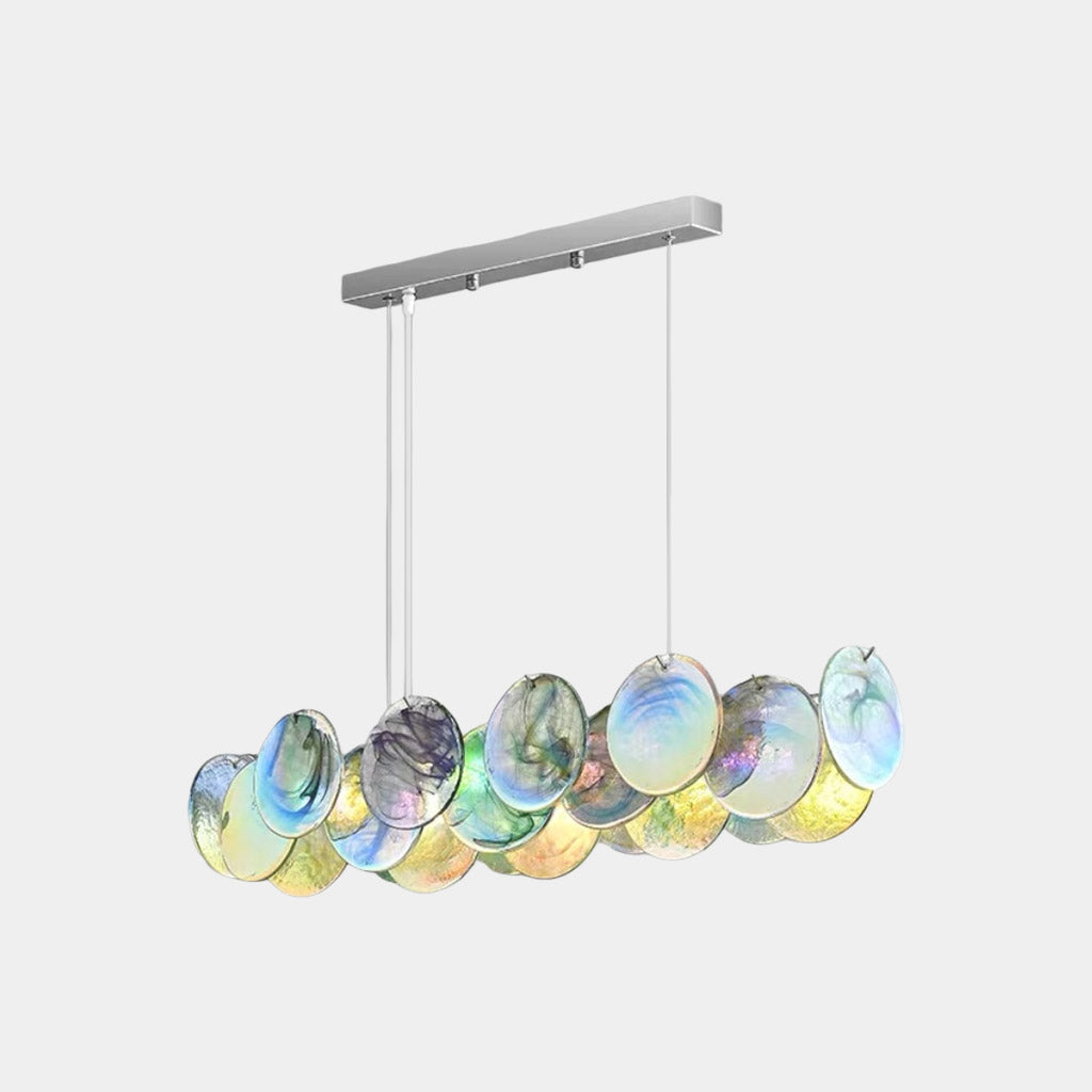Murano Glass Disc Chandelier, Pink / Green