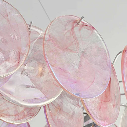 Murano Glass Disc Chandelier, Pink / Green