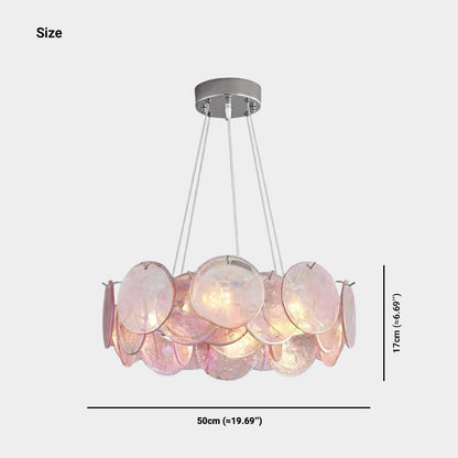 Murano Glass Disc Chandelier, Pink / Green