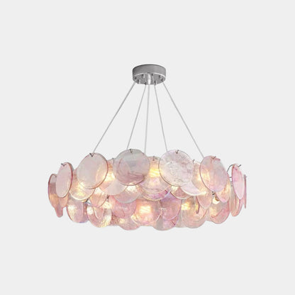 Murano Glass Disc Chandelier, Pink / Green