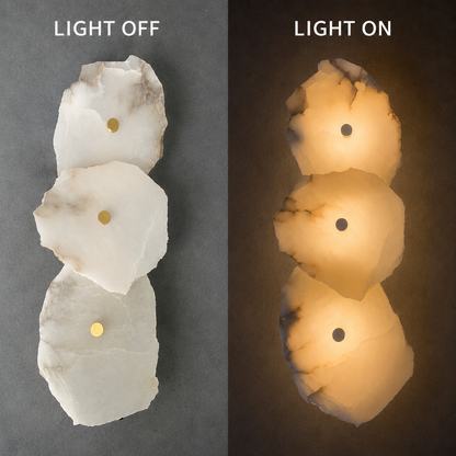 Living Room Wall Sconce | Spanish Alabaster Organic Modern | Petalune