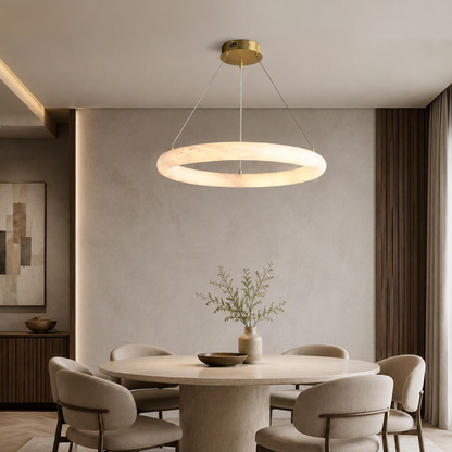 Living Room Ring Pendant | Spanish Alabaster Minimalist | Orbisara