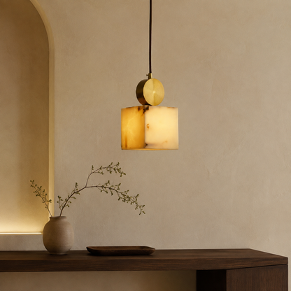 Bedroom Pendant Light | Spanish Alabaster Mid-Century Modern | Lunessa