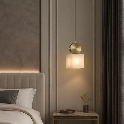 Bedroom Pendant Light | Spanish Alabaster Mid-Century Modern | Lunessa