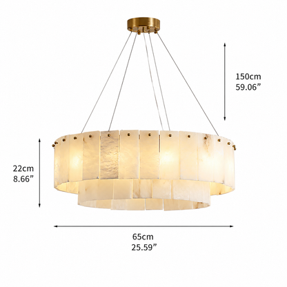 Dining Room Chandelier | Spanish Alabaster Tiered Style | Solenne