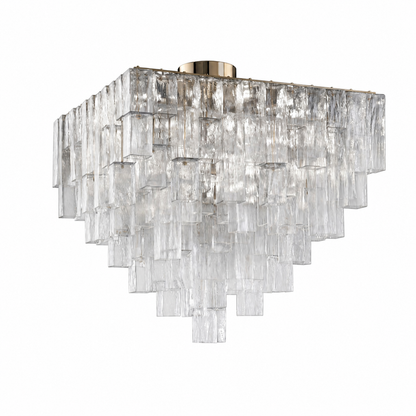 Living Room Flush Mount Chandelier | Art Deco Glass | Crystara