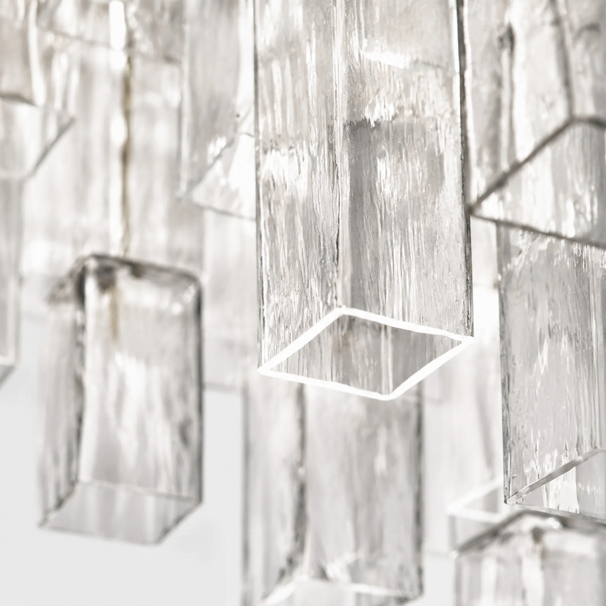 Living Room Flush Mount Chandelier | Art Deco Glass | Crystara