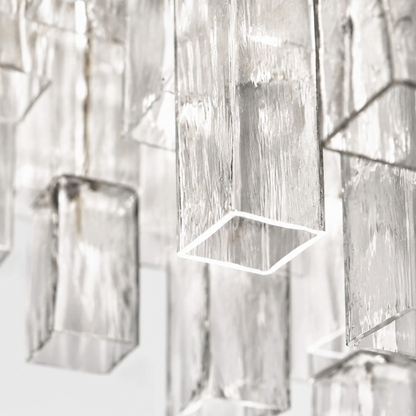 Living Room Flush Mount Chandelier | Art Deco Glass | Crystara
