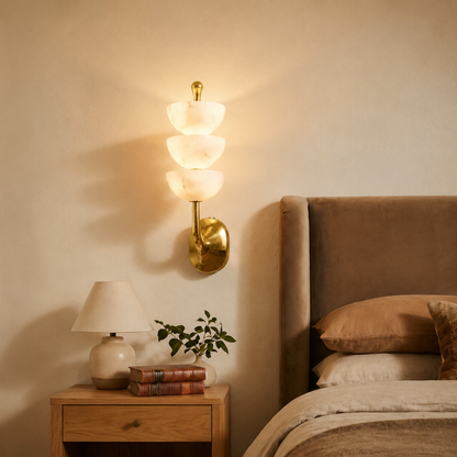 Living Room Wall Sconce | Spanish Alabaster Mid-Century Modern | Calista