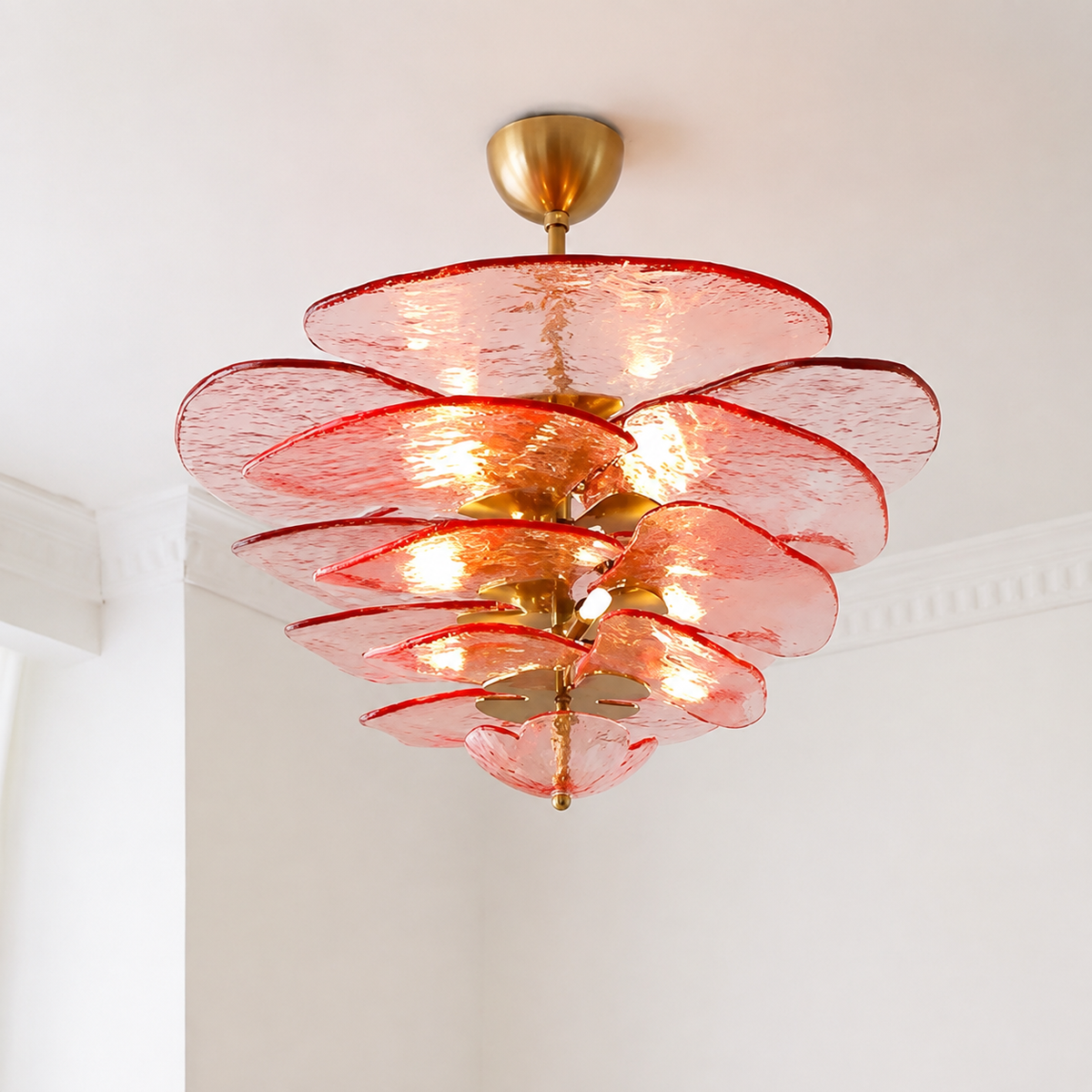 Living Room/Dining Room Chandelier – Artisan Murano Style Petal Cascade