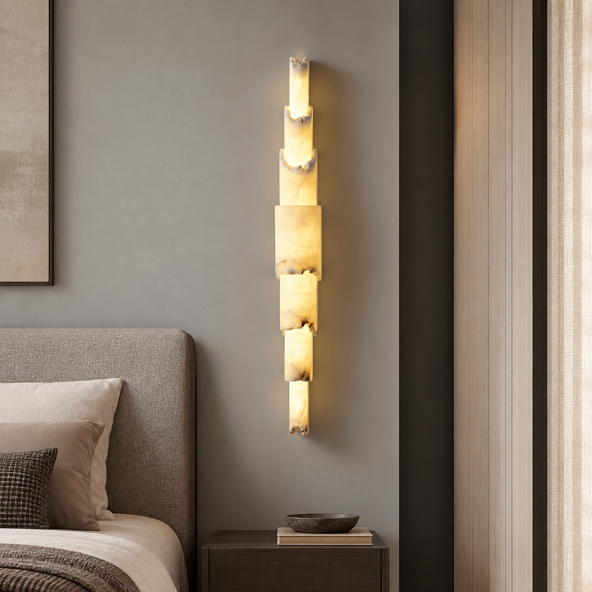 Bedroom Wall Sconce | Layered Alabaster Organic Modern | Stravelle