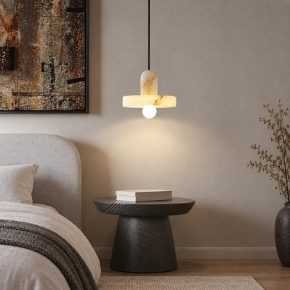 Bedroom Pendant Light | Alabaster Disc Minimalist | Discora