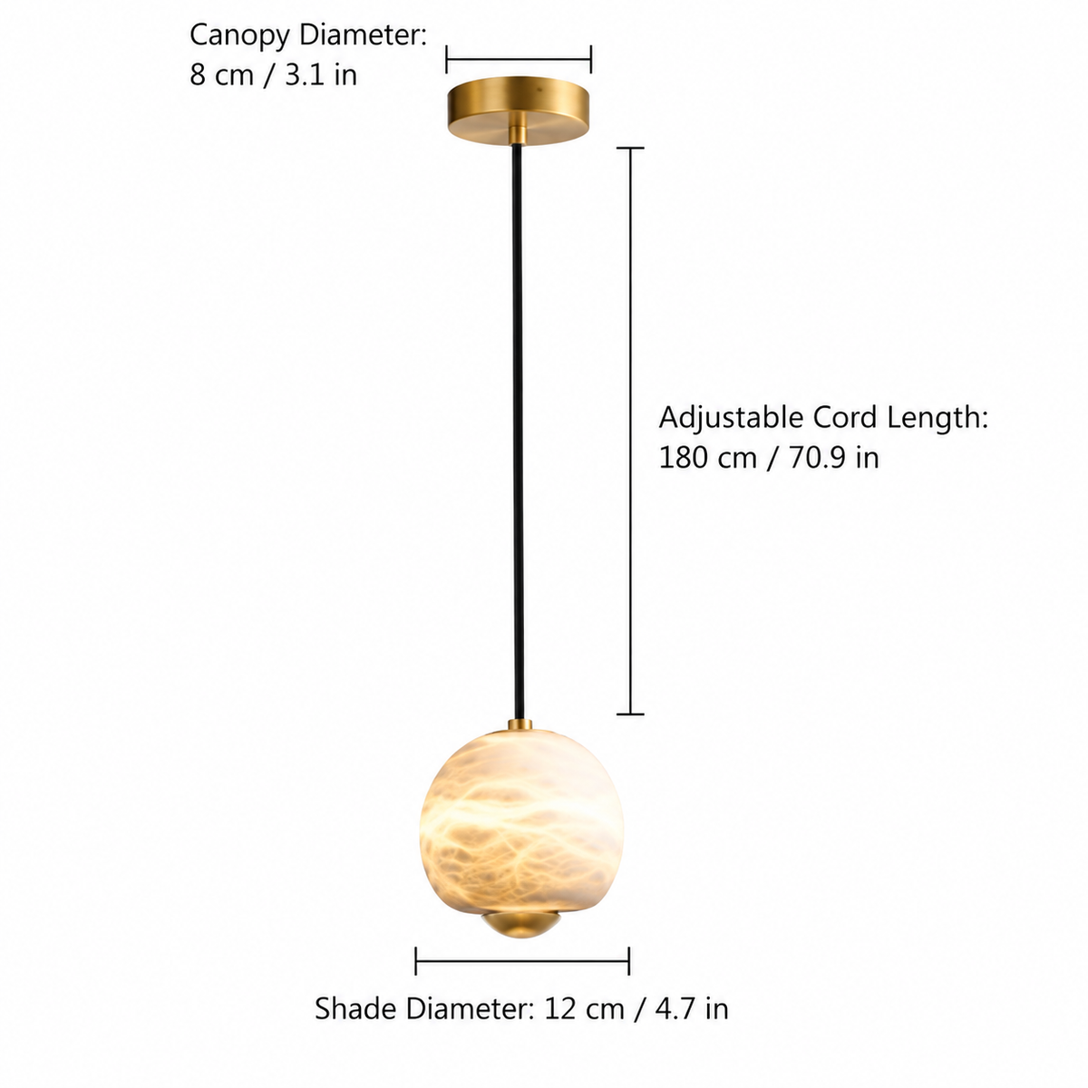Bedroom Pendant Light | Alabaster Globe Modern | Orbelle