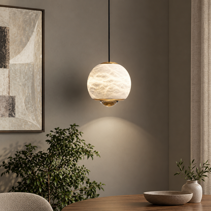 Bedroom Pendant Light | Alabaster Globe Modern | Orbelle