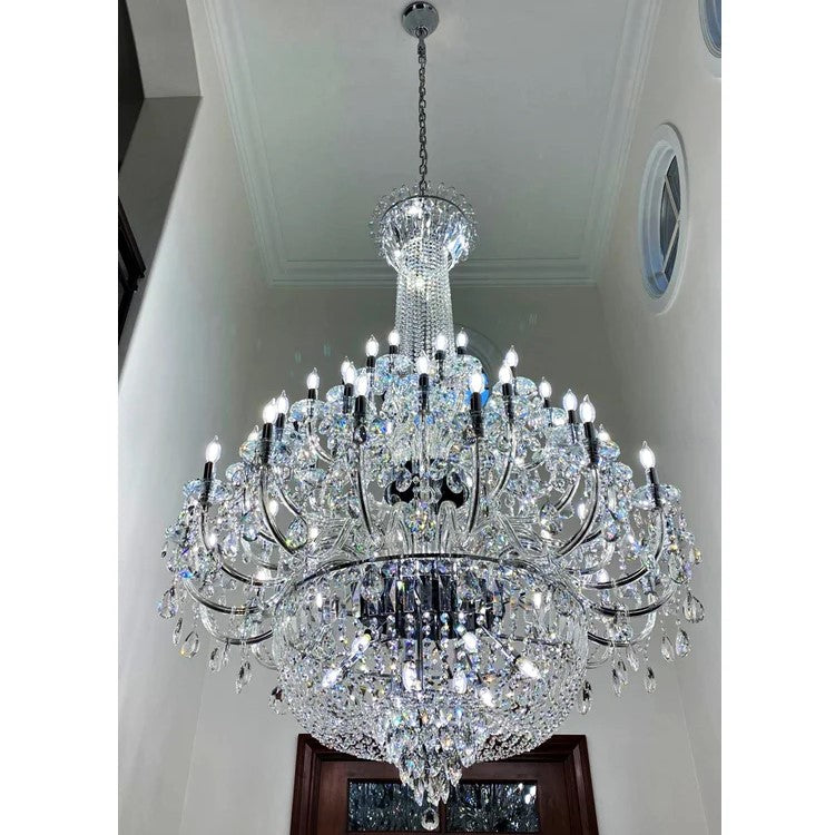 Extra Large European-style Multi-layers Candle Luxury Crystal Chandelier Gold Art Foyer/Staircase Decorative Light Fixture