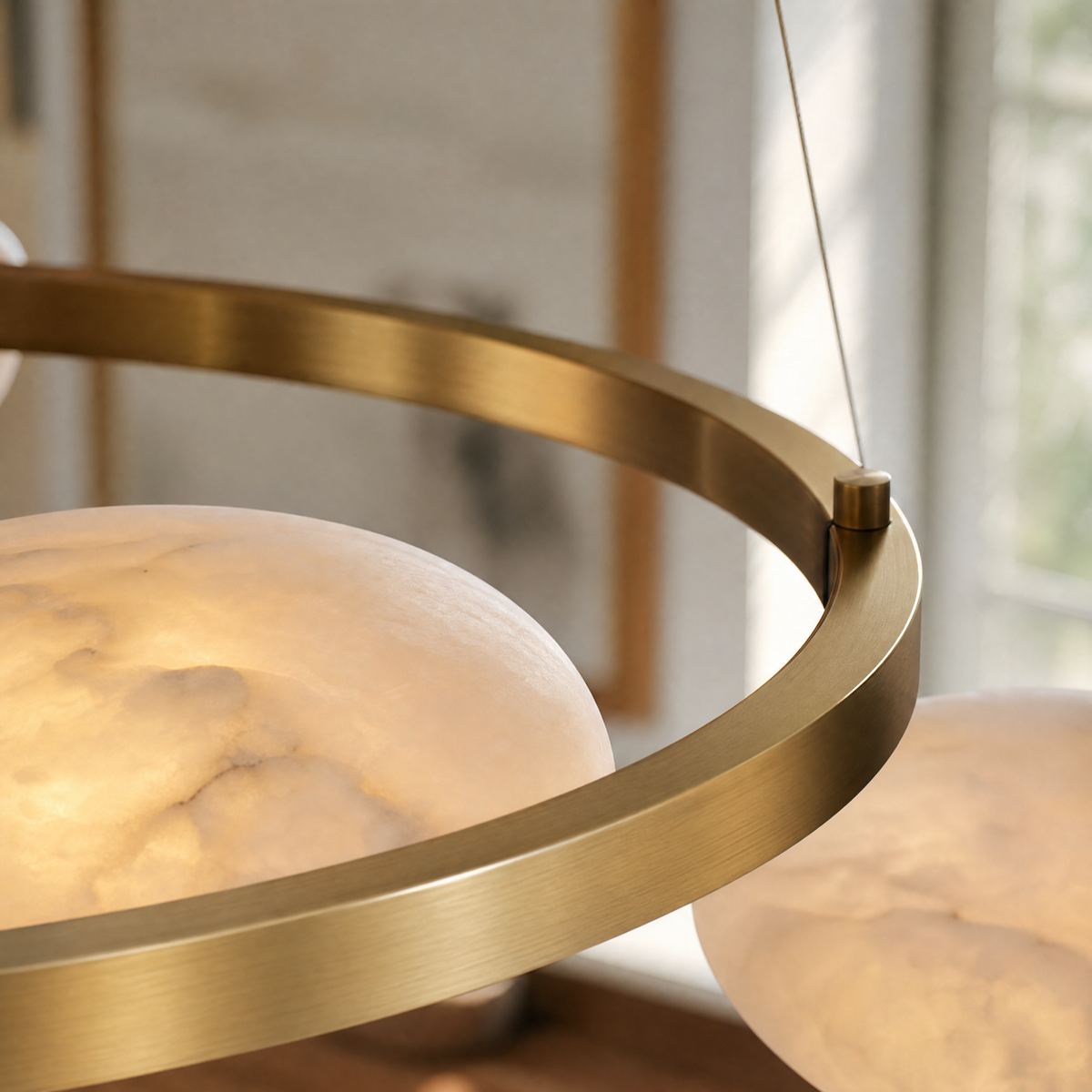 Iloen Modern Alabaster Ring Chandelier