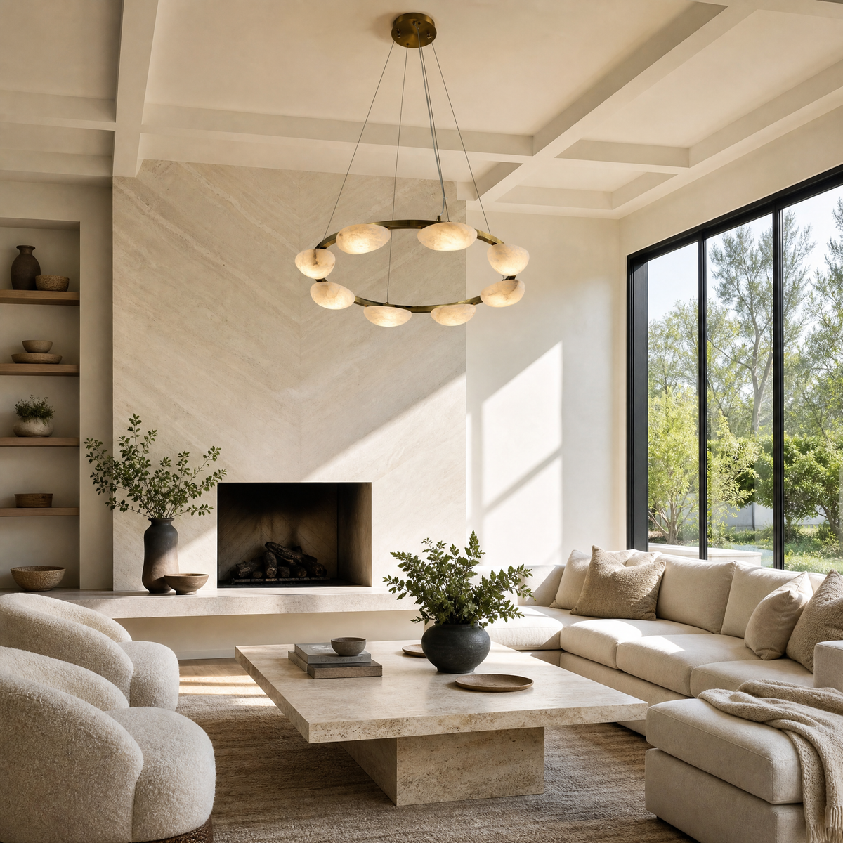 Iloen Modern Alabaster Ring Chandelier