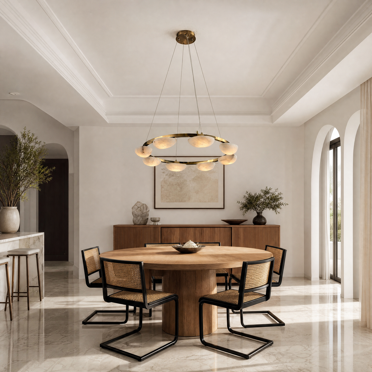 Iloen Modern Alabaster Ring Chandelier