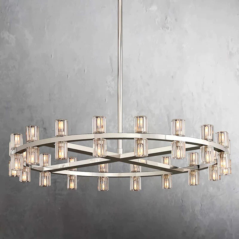 Wine-Glass Round Chandelier 36” D For Living Room