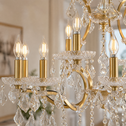 30.7" 15-Light Maria Theresa Crystal Chandelier - Gold