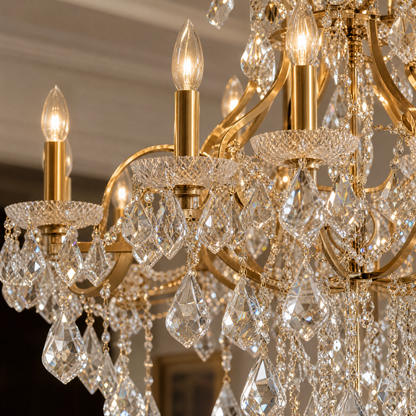 30.7" 15-Light Maria Theresa Crystal Chandelier - Gold