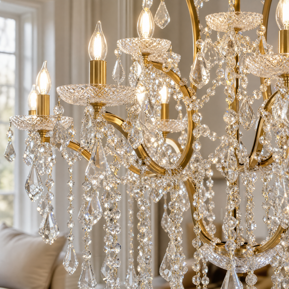 37.4" 24-Light Maria Theresa Crystal Chandelier - Gold