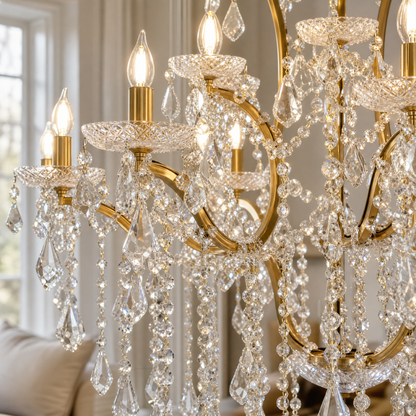 37.4" 24-Light Maria Theresa Crystal Chandelier - Gold