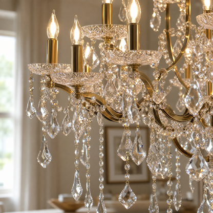 37.4" 24-Light Maria Theresa Crystal Chandelier - Gold