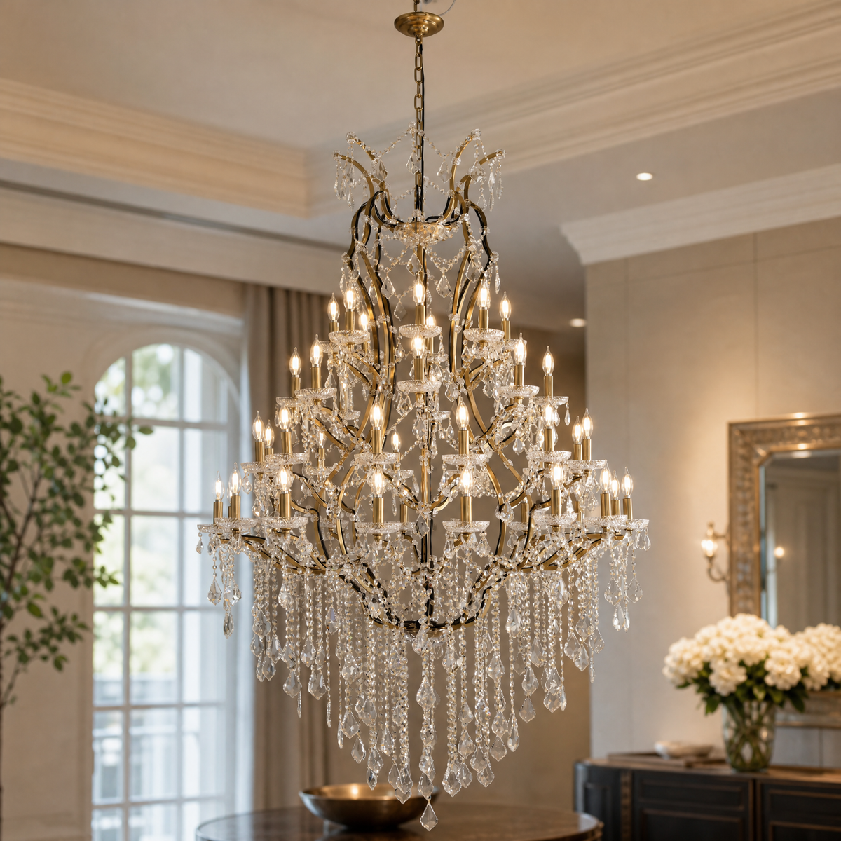 49.2" 44-Light Maria Theresa Crystal Chandelier - Gold