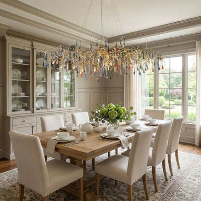 Colorful Raindrop Brass Branch Chandelier