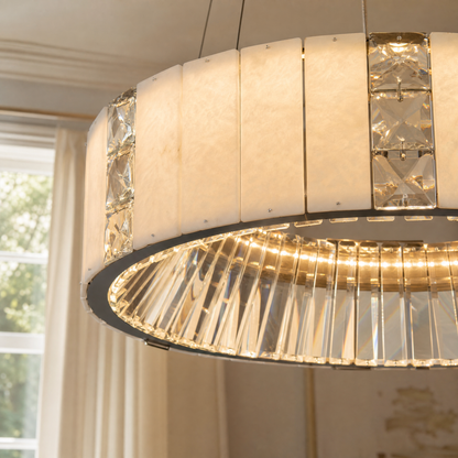 Paeen Modern Alabaster Round Drum Chandelier