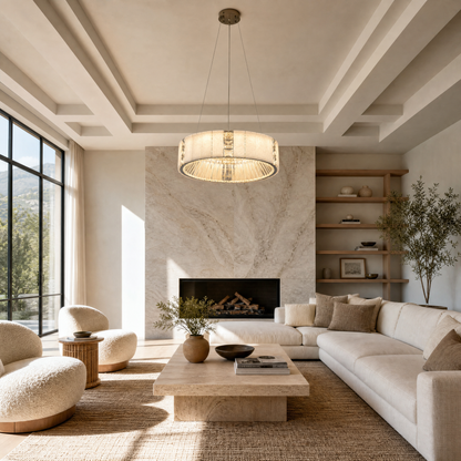 Paeen Modern Alabaster Round Drum Chandelier