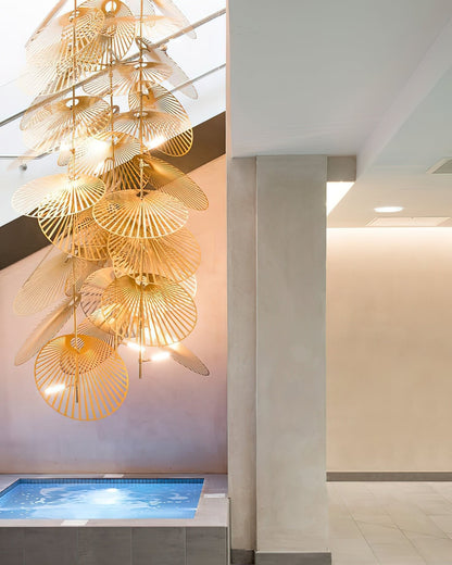 Cattail Leaf Meteor Shower Spiral Chandelier
