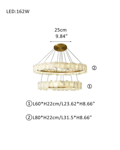 Irregular Alabaster Multi-Layered Round Chandelier