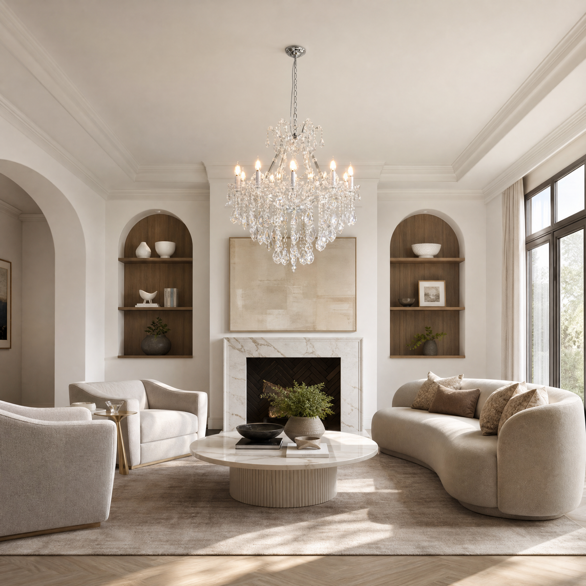28.3" 12-Light Maria Theresa Crystal Chandelier - Silver