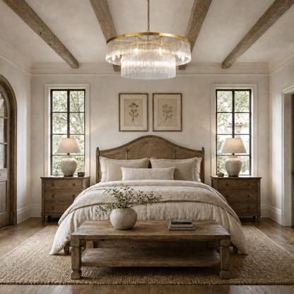 Two-Tier Striped Column Round Pendant D800 - Gold