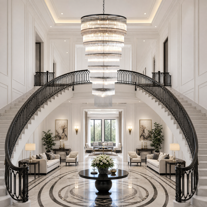Seven-Tier Striped Column Staircase Chandelier D990 - Black
