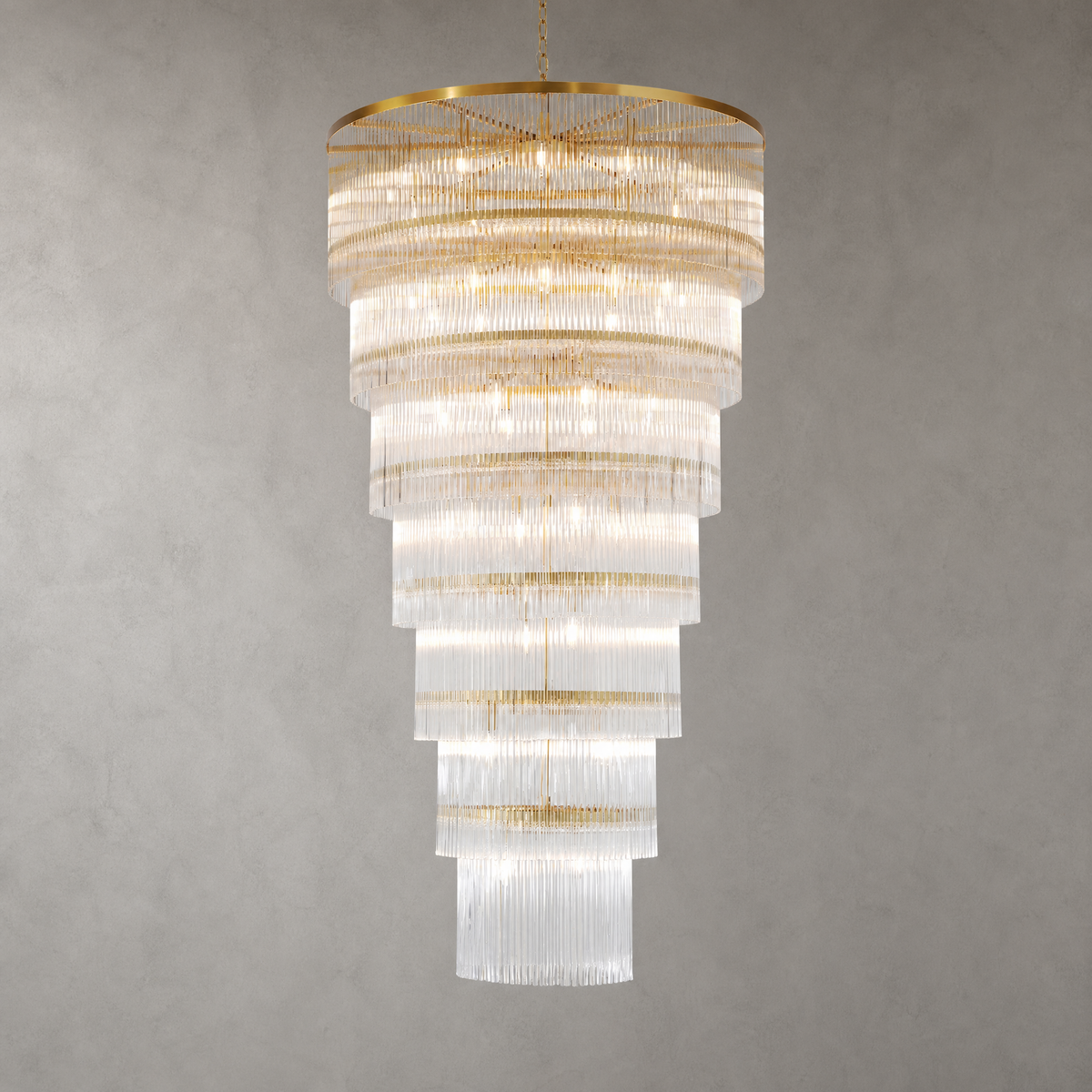 Seven-Tier Striped Column Staircase Chandelier 990 - Gold